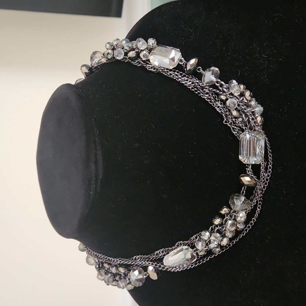Black Metal & Crystal Necklace